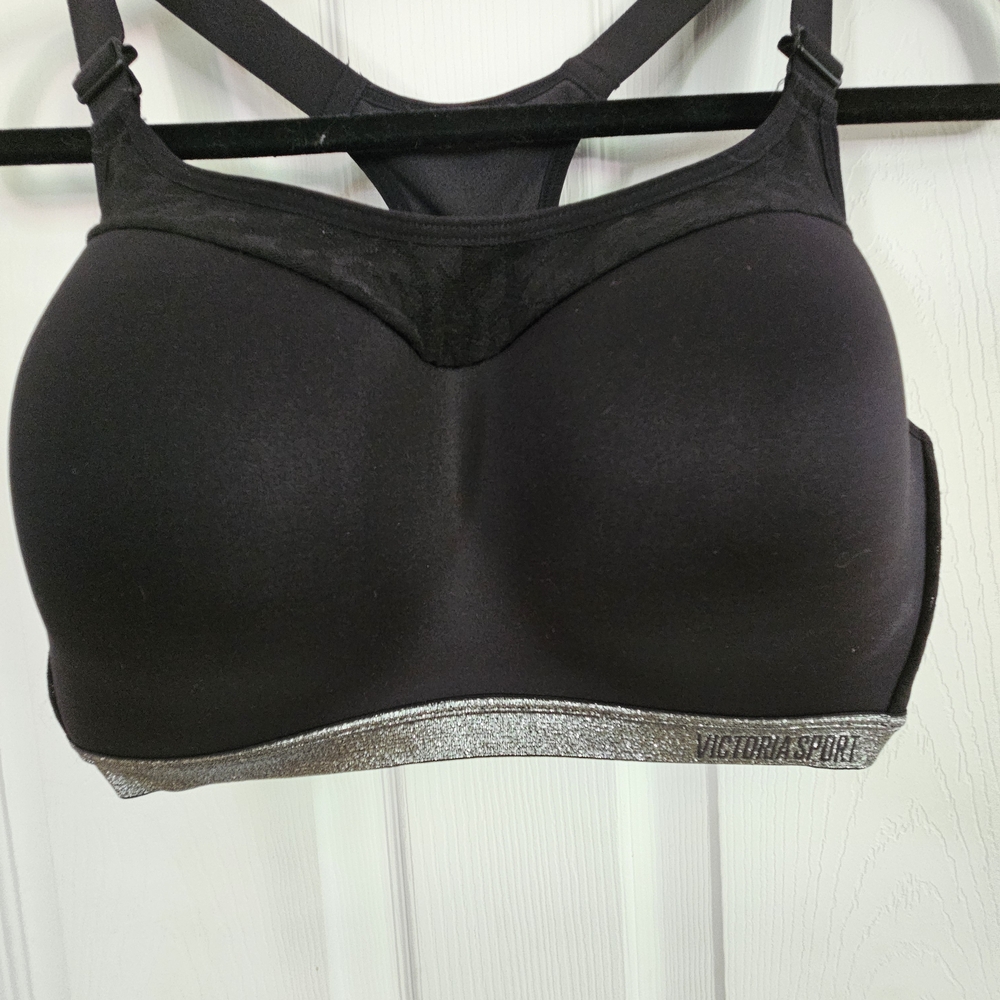 NWOT Victoria's Secret Black and Silver Racerback Sports Bra